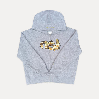 DESERT OPS ZIP UP HOODIE - GREY/GREEN CAMO